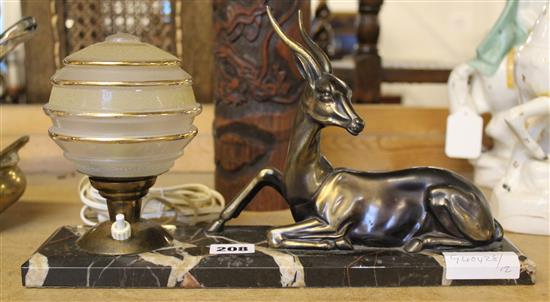 Art Deco deer lamp on marble base